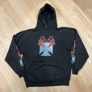 Vintage Y2K West Coast Choppers Hoodie Men's Large Black Sleeve Hit Pullover